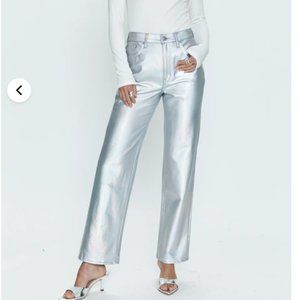 NWT Pistola Cassie Coated Prism Silver Super High Rise Straight Leg